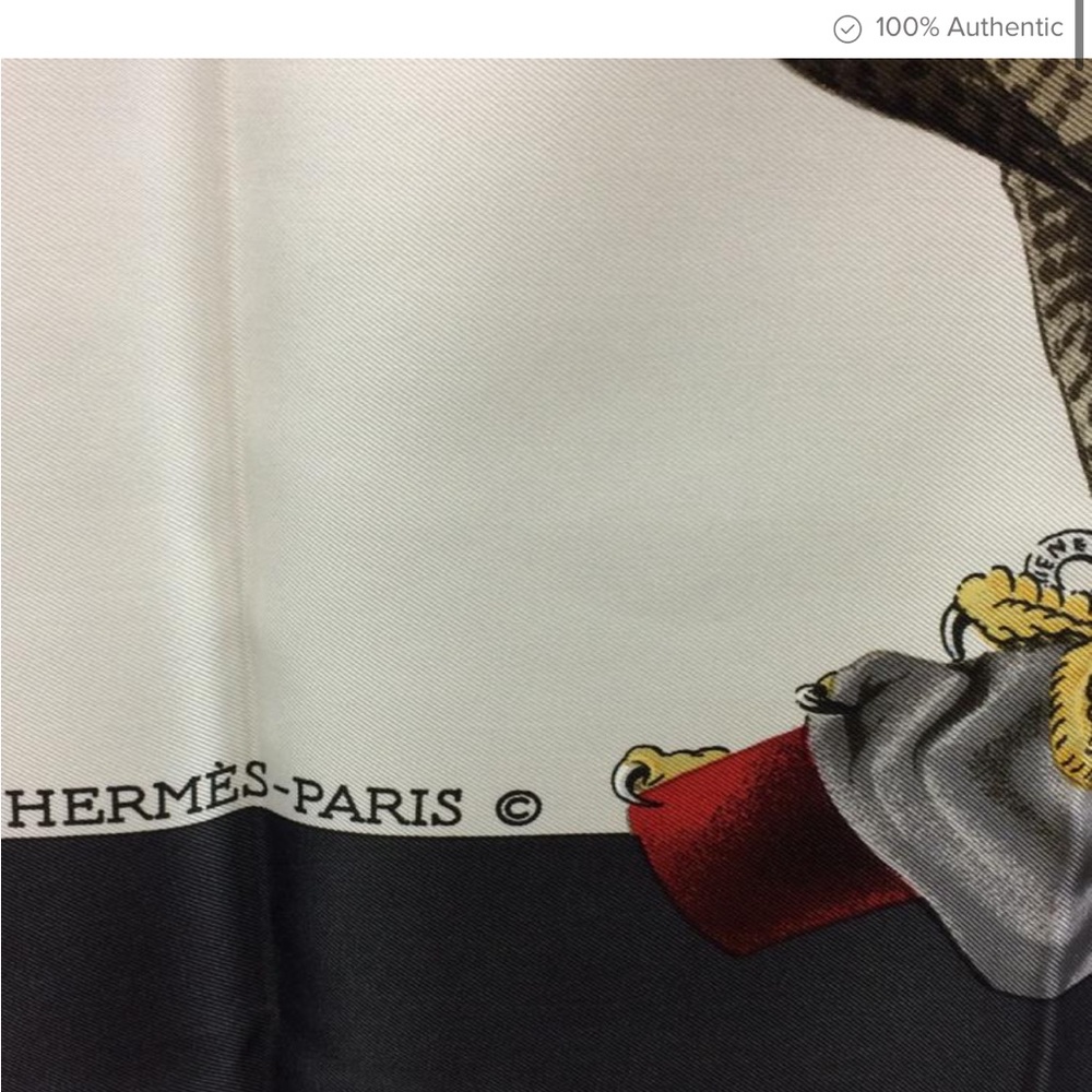 Hermes Red and White Falcon Scarf 1962 HERMES CHASSE AU VOL SILK SCARF - Picture 5 of 5